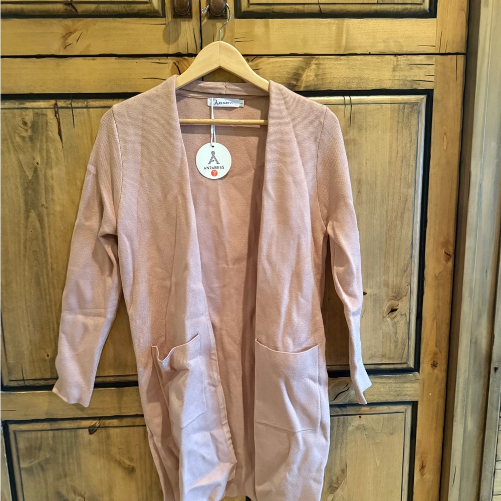 Anabess Beige Open Front Cardigan